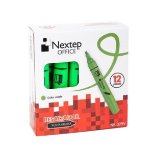 NE-079V Marcador Nextep Resaltador Color Verde C/12 Pzas