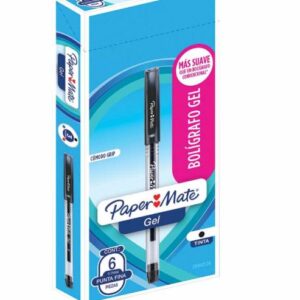 2066236  Bolígrafo Gel Papermate Eco Barril Redondo Punto Fino Color Negro C/6 Pzas