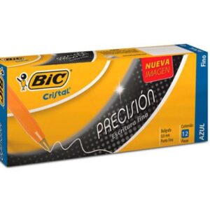923995 Bolígrafo BIC Cristal Dura+ Punto Mediano 1.0mm Color Negro C/12 Pzas