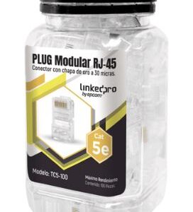 TC5-100  Bote con 100 Piezas de Plug Modular RJ45 Cat5e sin blindaje, chapado de oro a 30 micras para durabilidad extrema