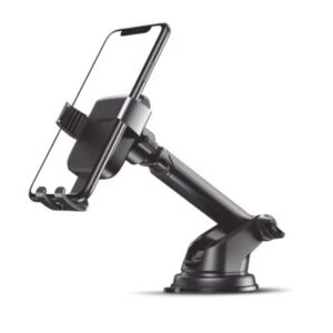 60990B  Soporte de Celular para Automóvil con Ventosa / Diseño de Sujecion en Triangulo / Ajustable 270° / Rotable / Estirable / Amplia Compatibilidad con dispositivos de 4'' a 7'' / Color Negro