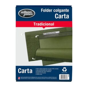 P3636  Folder Colgante Acco Wilson Jones Carta Color Verde Tradicional Caja C/25 Pzas