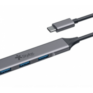 STCBHUB42G Hub 4 en 1 Stylos USB C a 3xUSB 2.0 + 1xUSB 3.0 con Caja Gris