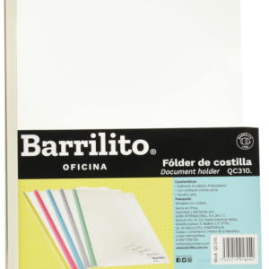 QC310  Folder Barrilito Plástico Carta Costilla C/12 Pzas