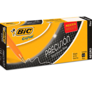 928494 Bolígrafo BIC Cristal Precisión Punto Fino 0.8mm Color Negro C/12 Pzas