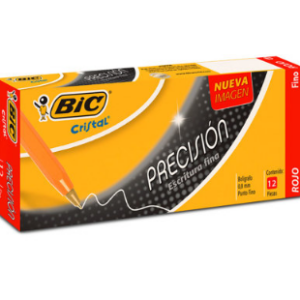 928496  Bolígrafo BIC Cristal Precisión Punto Fino 0.8mm Color Rojo C/12 Pzas